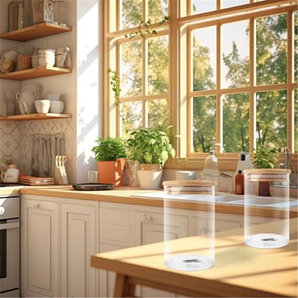 2 PCS Small Glass Storage Jars with Airtight Lids,650ml Cute Clear Storage container with Lid,Glass Pantry Canister for Beans, Rice,Sugar,Cookie Coffee - Image 4