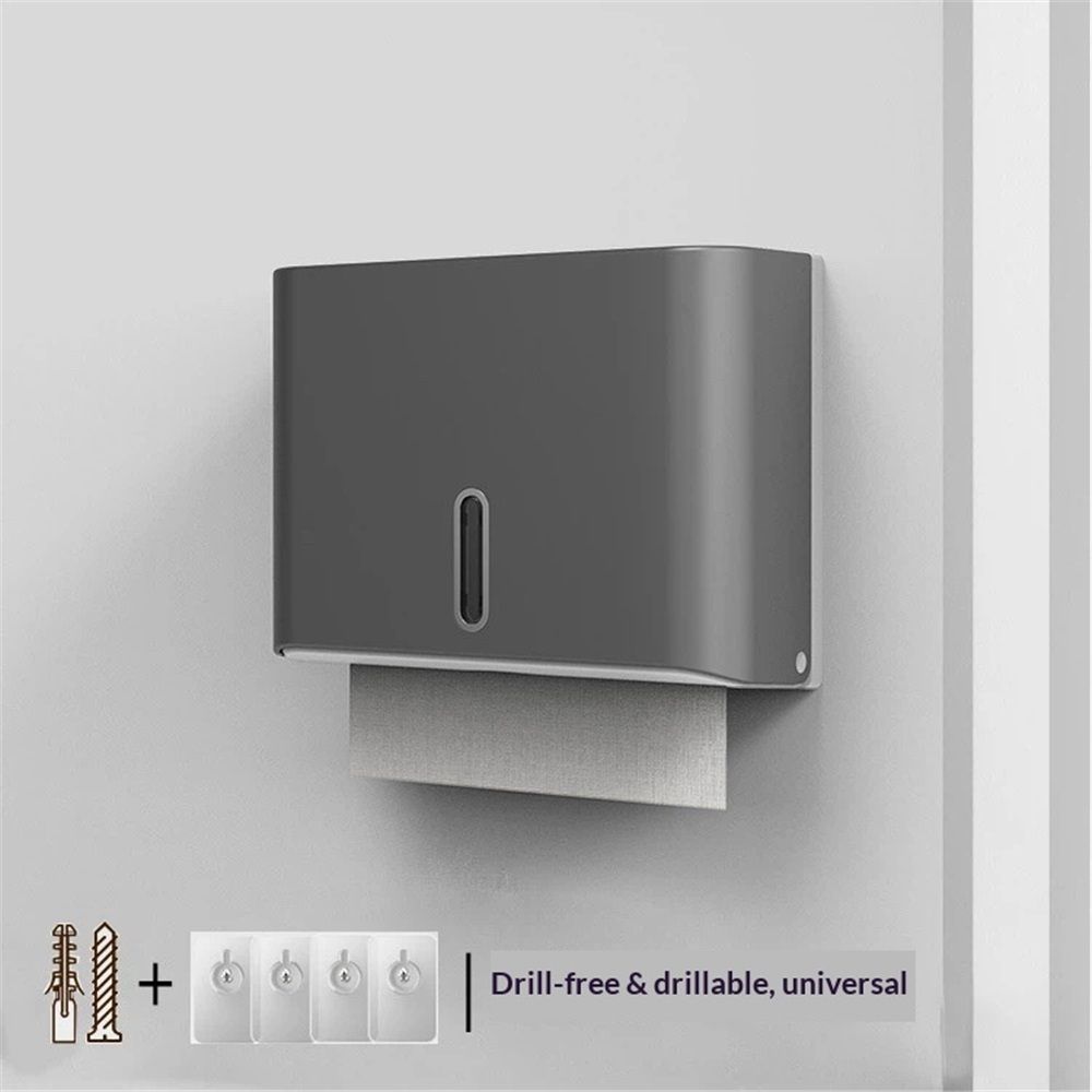 Paper Towel Dispenser Wall Mount, Adhesive Drilling Multifold Fold Commercial Hand Towel Dispenser (gray,Excluding tissues) - Image 1