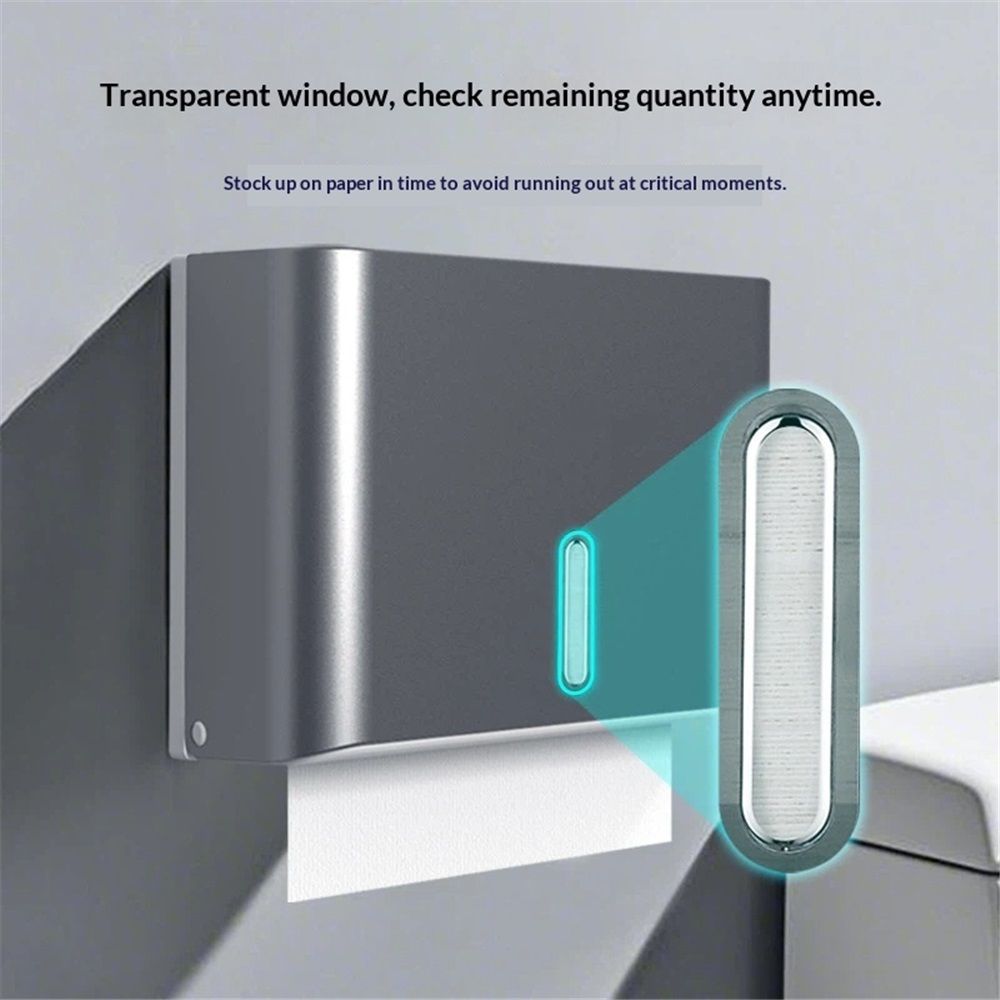 Paper Towel Dispenser Wall Mount, Adhesive Drilling Multifold Fold Commercial Hand Towel Dispenser (gray,Excluding tissues) - Image 2