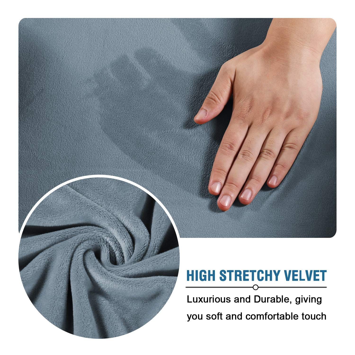 Stretch Rectangle  of Foot Stool for Living Room, Folding Storage Furniture Protector with Elastic Bottom, Machine Washable(Gray Blue, L) - Image 3