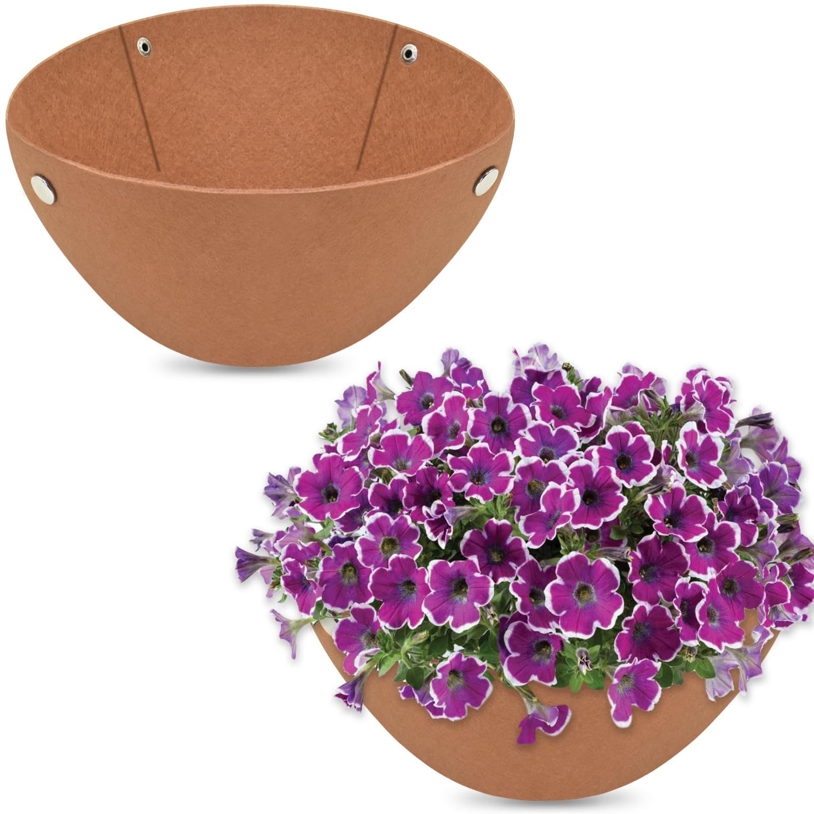3PCS 12 Inch Round Hanging Basket Liners Fabric Hanging Plant Liners Non-Woven Planter Liners Black Felt Liners Replacement Inserts - Image 3