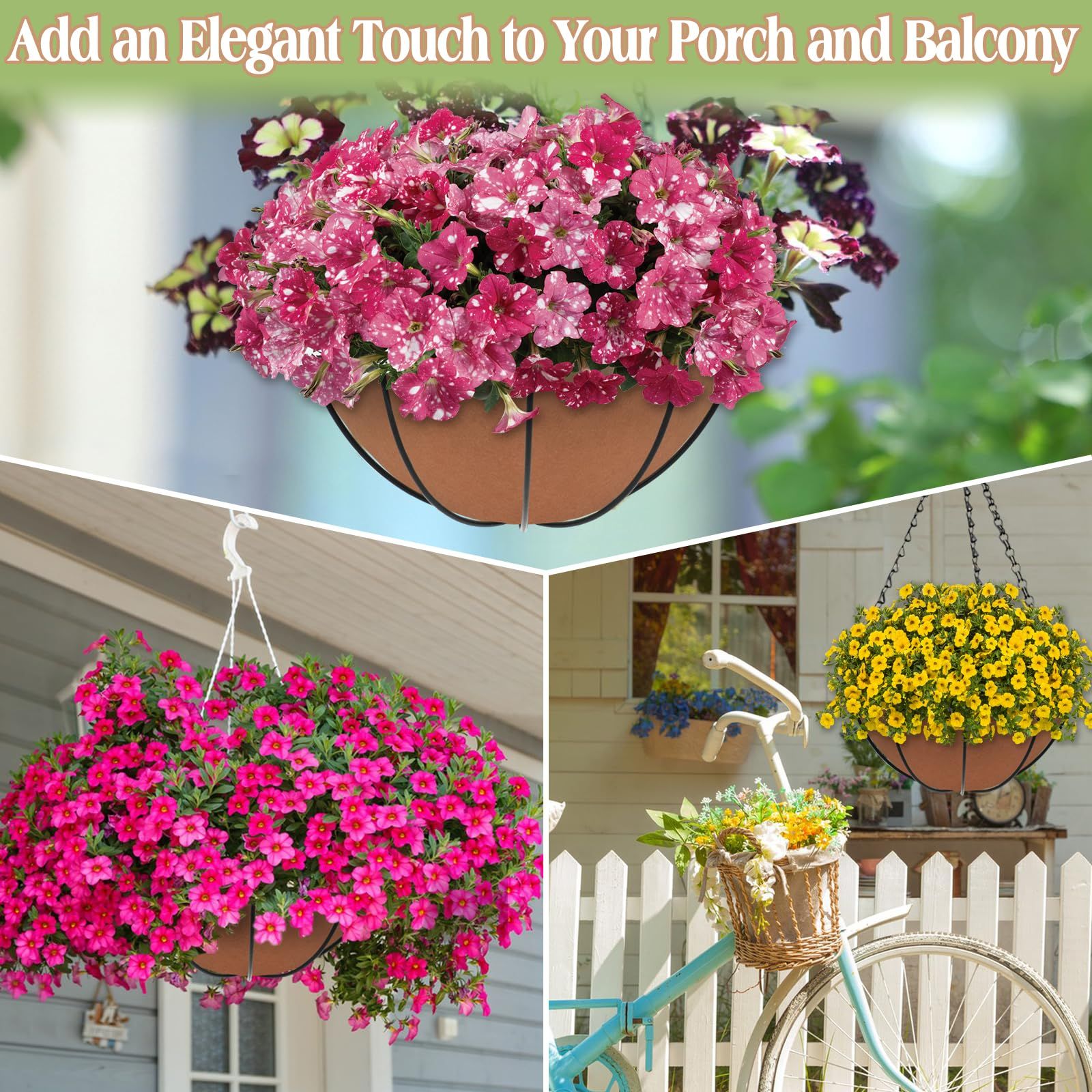 3PCS 12 Inch Round Hanging Basket Liners Fabric Hanging Plant Liners Non-Woven Planter Liners Black Felt Liners Replacement Inserts - Image 4