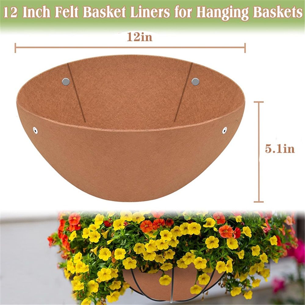 3PCS 12 Inch Round Hanging Basket Liners Fabric Hanging Plant Liners Non-Woven Planter Liners Black Felt Liners Replacement Inserts - Image 5