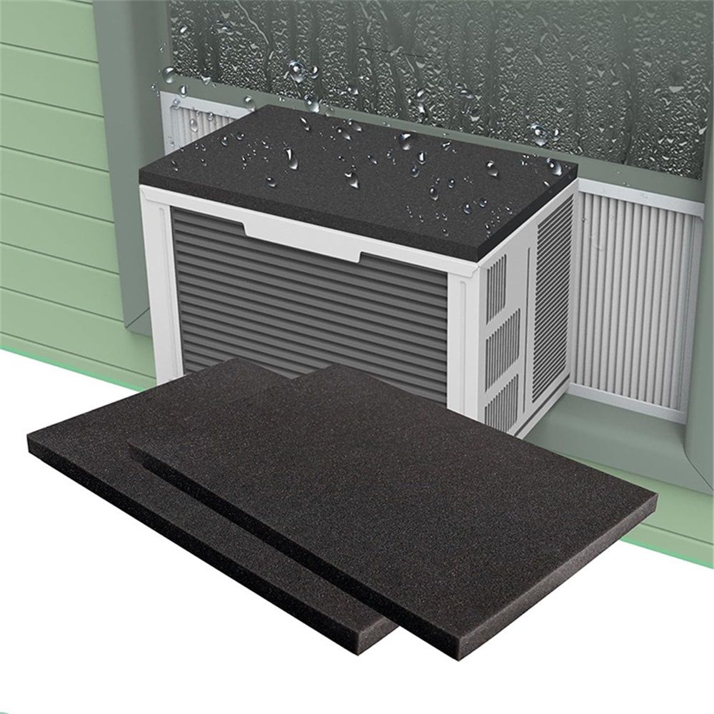 Air Conditioner Drip Cushion Black & Removable AC Rain Cover with Magnetic Pad for Window AC Units,Stops The Noise from Raining(Black 2pcs) - Image 2