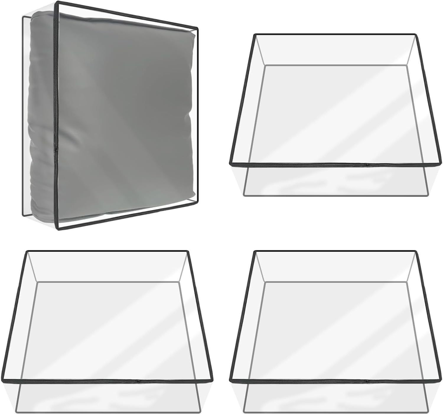 4 Pcs Plastic Sofa Seat Cushion Covers - Clear PVC Waterproof Couch Slipcover Against Cat Dog Clawing Scratching, 29.5*29.5*8.3 Inch, Black Edge - Image 1