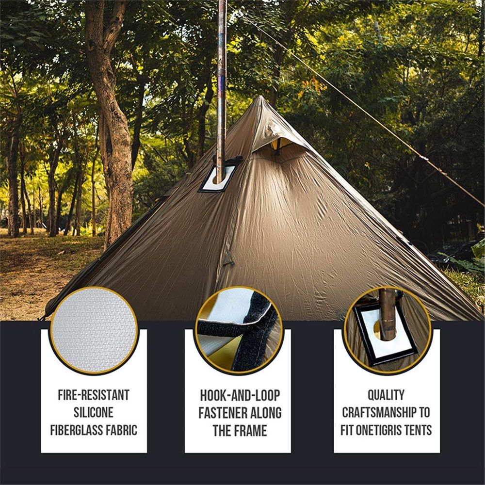 Hot Tent Stove Jack with Rain Flap Highly Flame-Retardant for  Hot Tent Tent Stove Pipe Vent Accessory for Keep Hot Flue Pipes Safe and Secure - Image 4