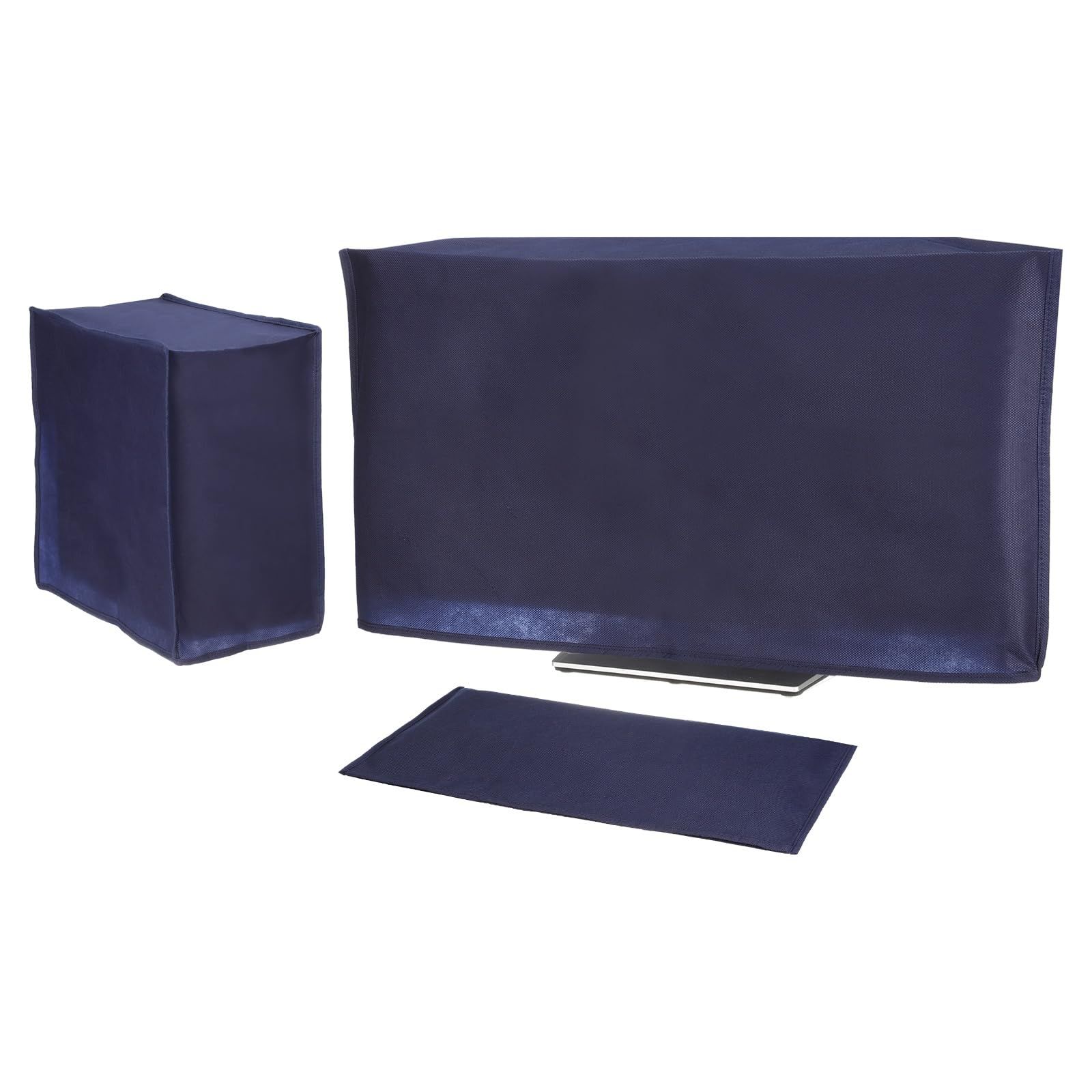 3 Pieces Computer Dust Cover Monitor + Keyboard+ Computer Host Pc Dust Proof Computer Covers Case Computer Dust Cover for Desktop Pc CPU Tower Protector (22'' Monitor Set Blue) - Image 1