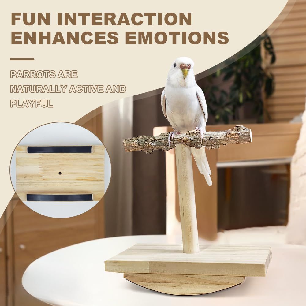 Bird Perch Training Parakeet Toys Interactive Cockatiel Perches, Wooden Bird Swing Playground Stand Parrot Enrichment Toy for Parakeet, Cockatiel, - Image 2