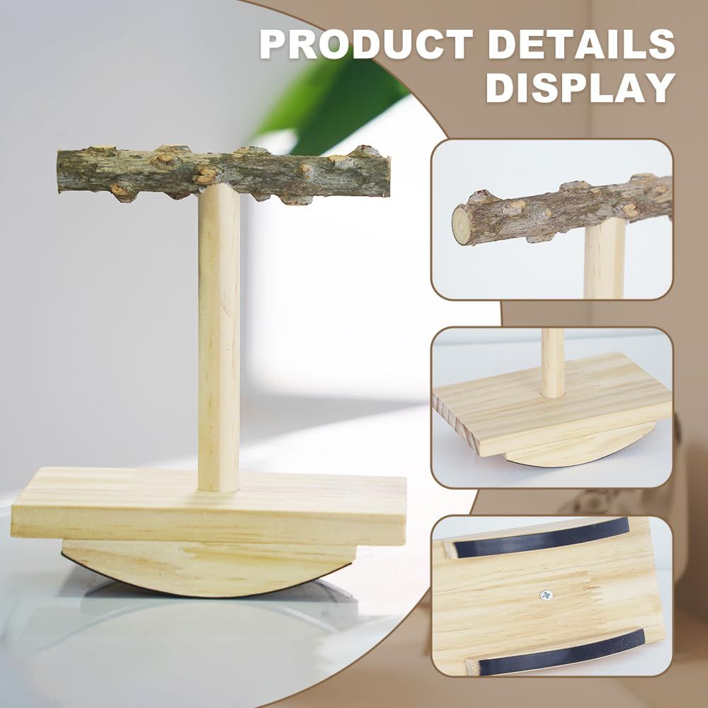 Bird Perch Training Parakeet Toys Interactive Cockatiel Perches, Wooden Bird Swing Playground Stand Parrot Enrichment Toy for Parakeet, Cockatiel, - Image 3