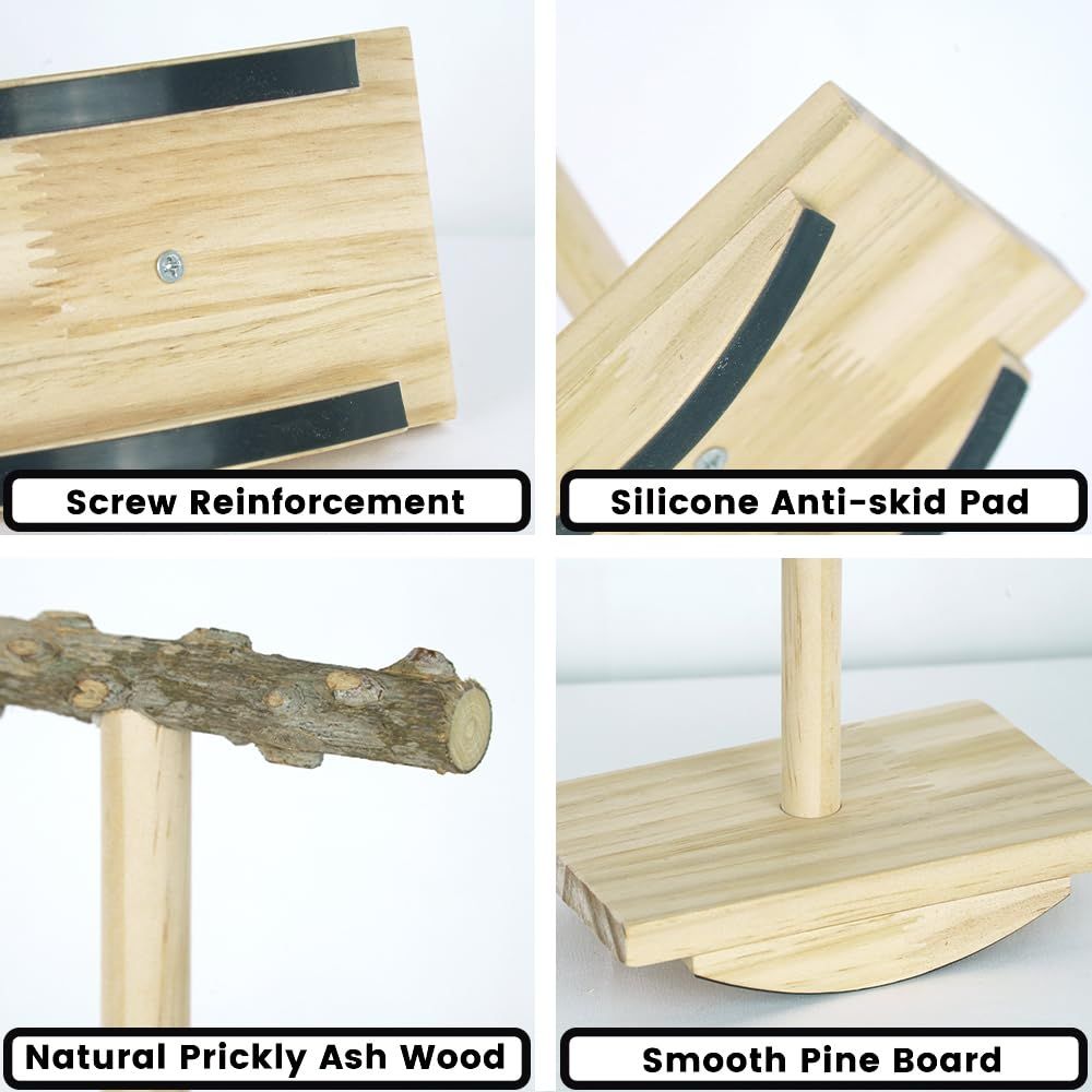 Bird Perch Training Parakeet Toys Interactive Cockatiel Perches, Wooden Bird Swing Playground Stand Parrot Enrichment Toy for Parakeet, Cockatiel, - Image 4