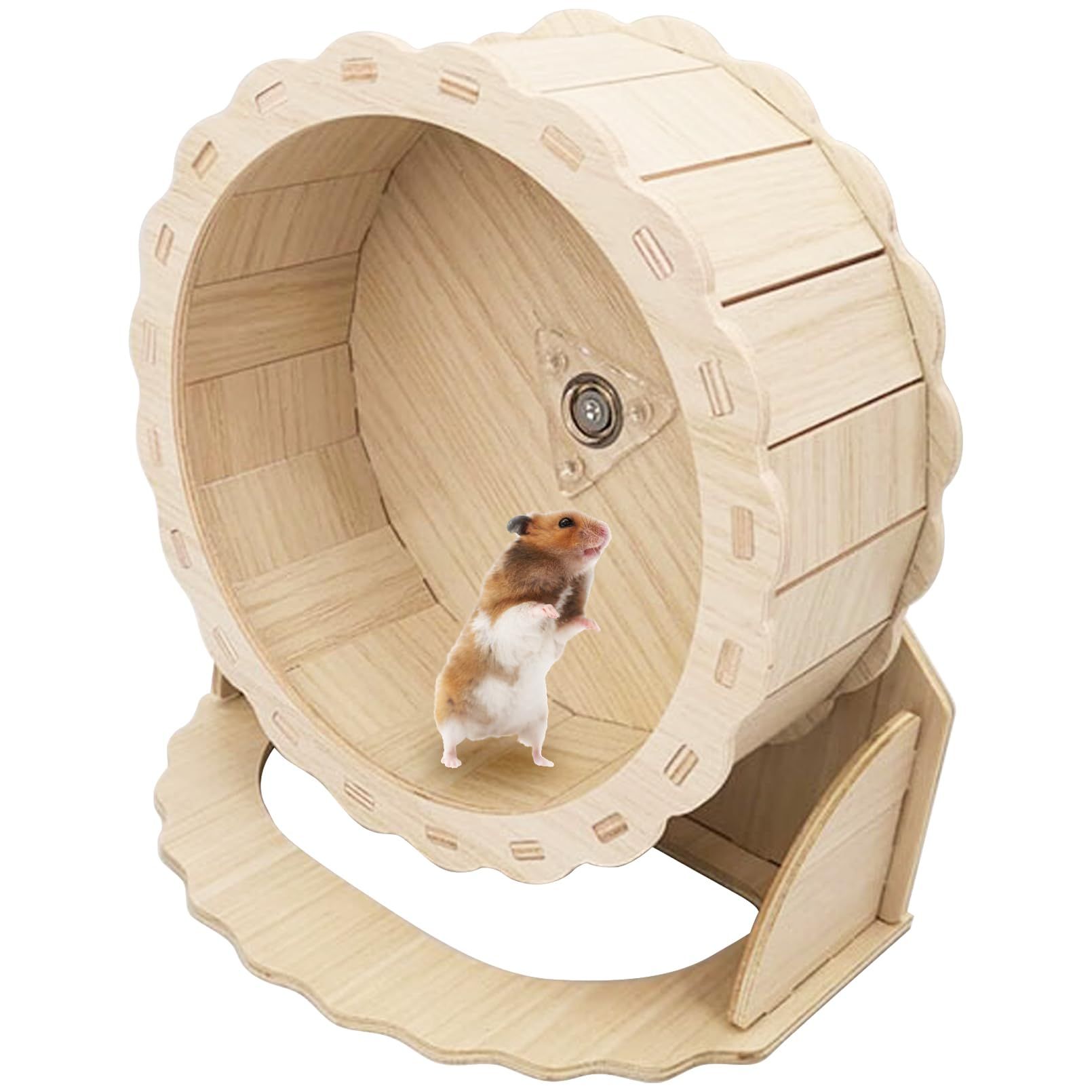 Hamster Wheels Wooden Silent Running Wheel for Gerbil, Mice, Guinea Pigs Dwarf  Hamster (21cm) - Image 1