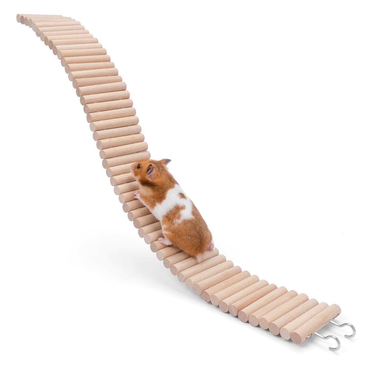 Wooden Hamster Climbing Ladder Toy, Small Animals Cage Accessories for Bird Parrot Hamster Mouse Rat Sugar Glider Hermit Crab Sugar Glider Chinchilla(8*20CM) - Image 1