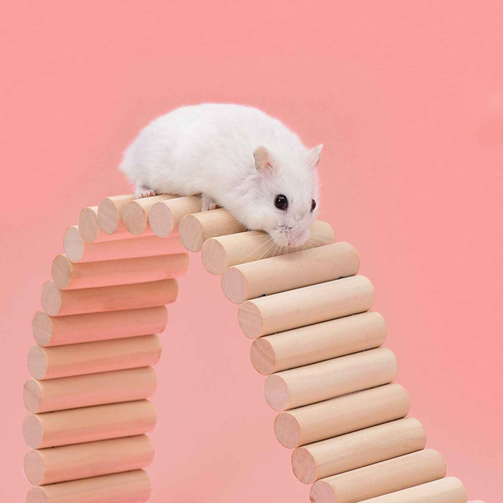 Wooden Hamster Climbing Ladder Toy, Small Animals Cage Accessories for Bird Parrot Hamster Mouse Rat Sugar Glider Hermit Crab Sugar Glider Chinchilla(8*20CM) - Image 3