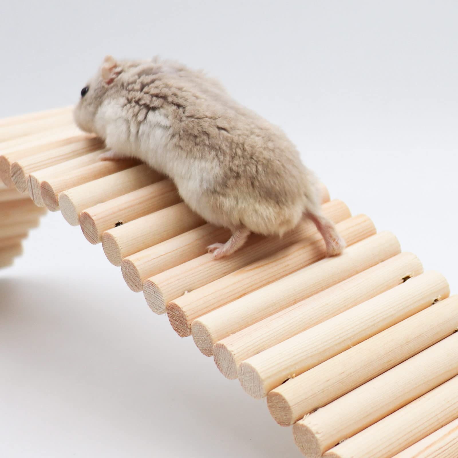 Wooden Hamster Climbing Ladder Toy, Small Animals Cage Accessories for Bird Parrot Hamster Mouse Rat Sugar Glider Hermit Crab Sugar Glider Chinchilla(8*20CM) - Image 4