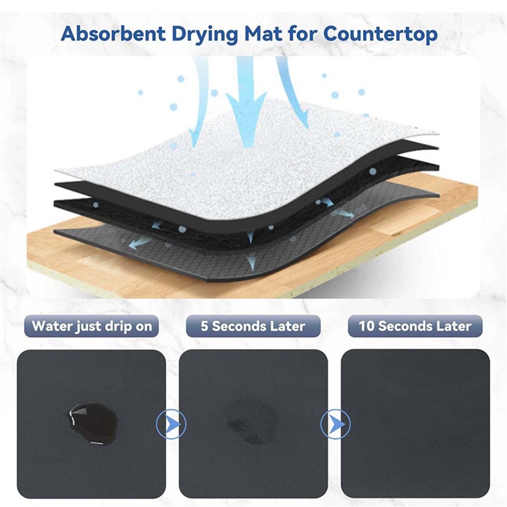Coffee pad with hidden stains, rubber backing, absorbent tableware drying pad, suitable for kitchen countertops, coffee pots, coffee machines, and bowl racks (30.5 * 51cm) - Image 4