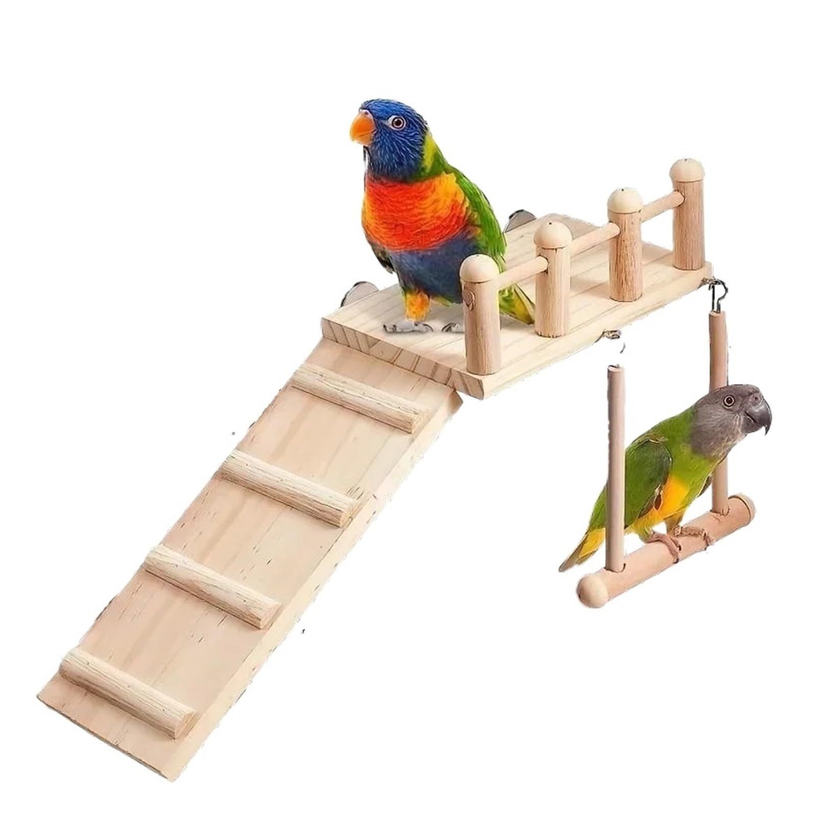 Bird Perches Platform Bird Swing Climbing Ladder Toy Parrot Wooden Playing Exercise Stands Parrot Toys Birds Stand - Image 1