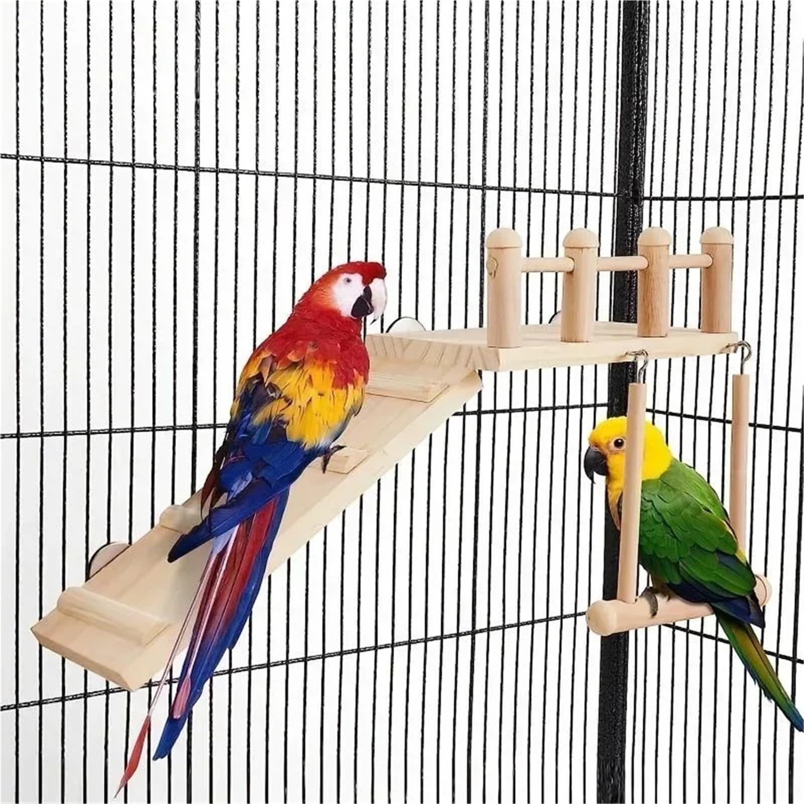 Bird Perches Platform Bird Swing Climbing Ladder Toy Parrot Wooden Playing Exercise Stands Parrot Toys Birds Stand - Image 2