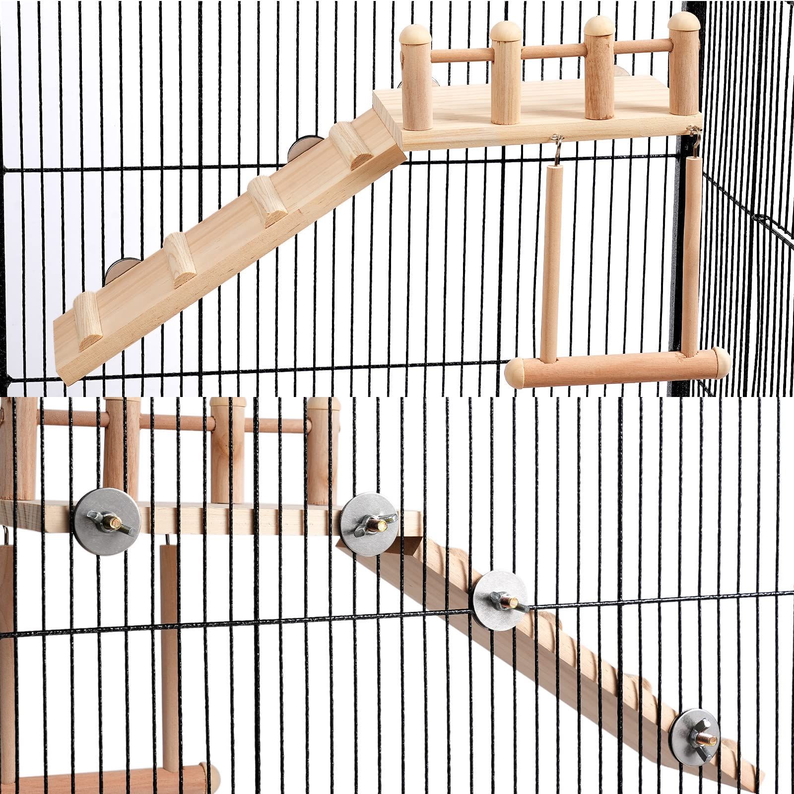 Bird Perches Platform Bird Swing Climbing Ladder Toy Parrot Wooden Playing Exercise Stands Parrot Toys Birds Stand - Image 4