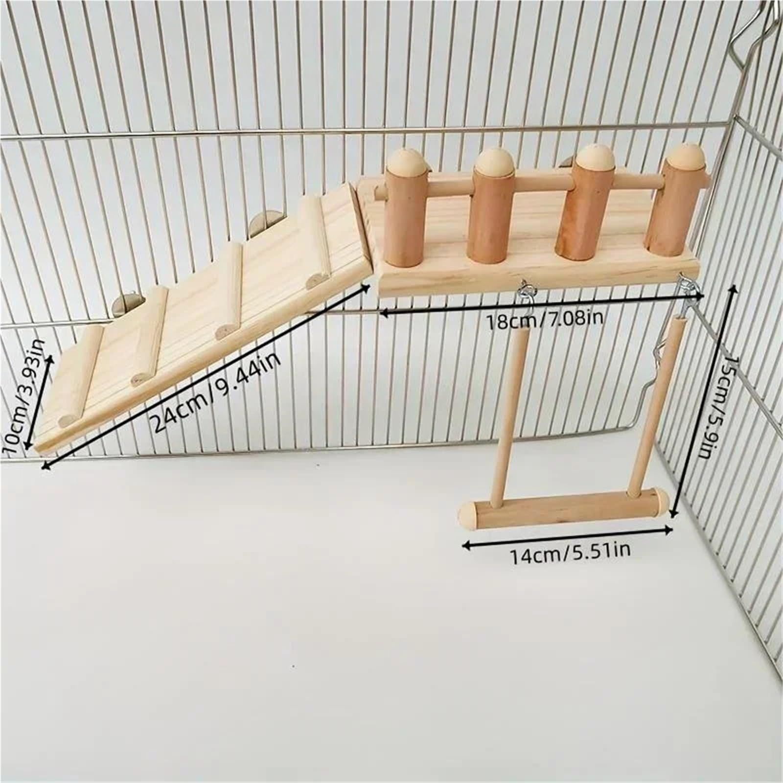Bird Perches Platform Bird Swing Climbing Ladder Toy Parrot Wooden Playing Exercise Stands Parrot Toys Birds Stand - Image 5