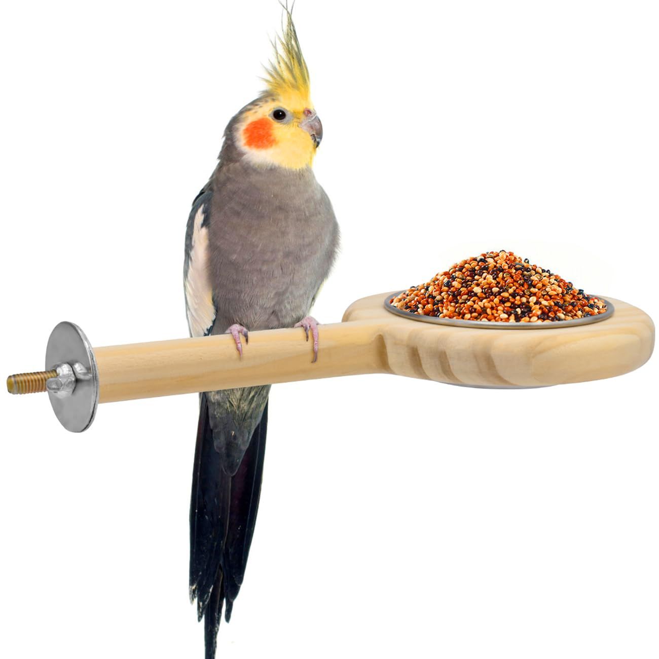 Bird Perch Feeding Cup Birds Platform Parrot Wood Perch Stand Toy Cage Accessory for Parakeet Lovebird Cockatiel Small Parrots (Pack of 2) - Image 3