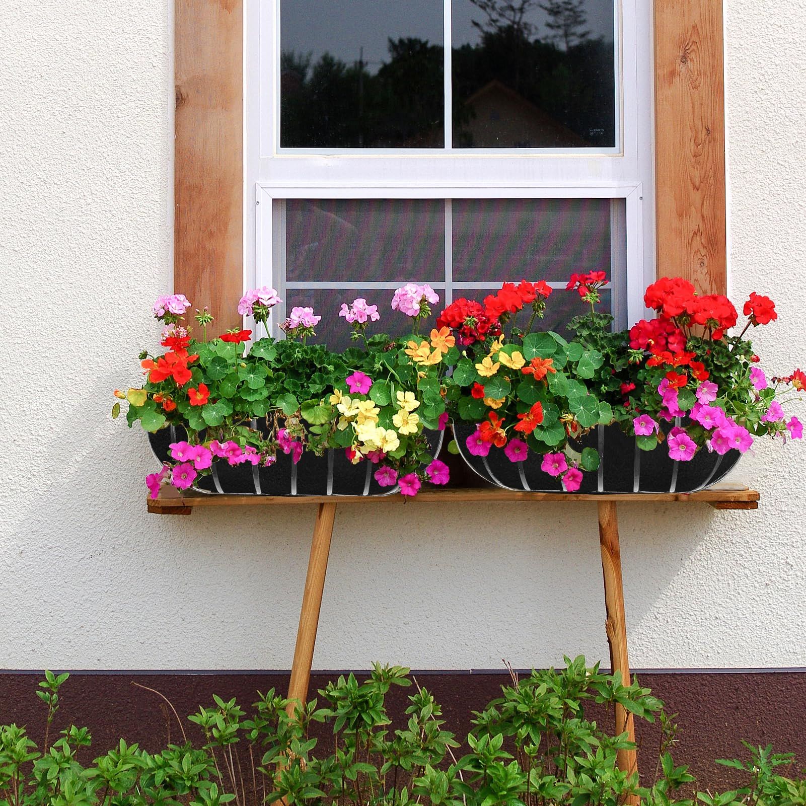 3PCS 24 Inch Window Box Liner Fabric Planter Basket Liner Trough Planter Insert Liner Black Hanging Flower Basket Liners - Image 3