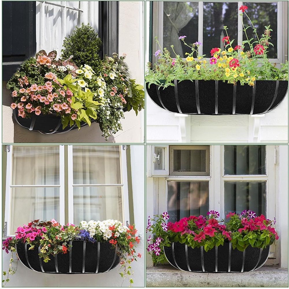 3PCS 24 Inch Window Box Liner Fabric Planter Basket Liner Trough Planter Insert Liner Black Hanging Flower Basket Liners - Image 4