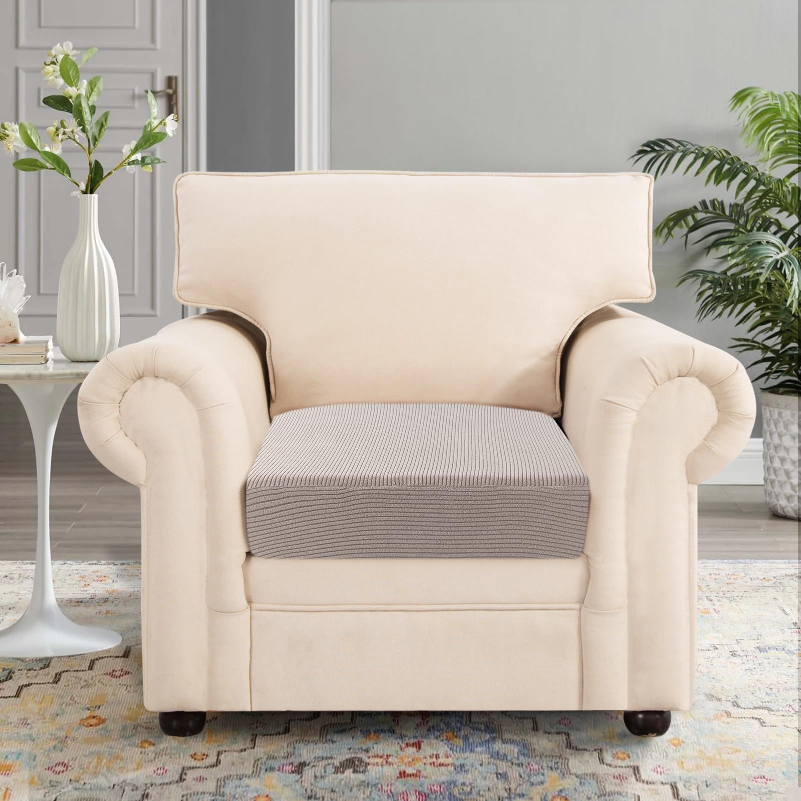 Elastic sofa cushion cover is used for chair cushions, furniture protectors, seat cushions, and sofa covers (Single seat brown) - Image 3