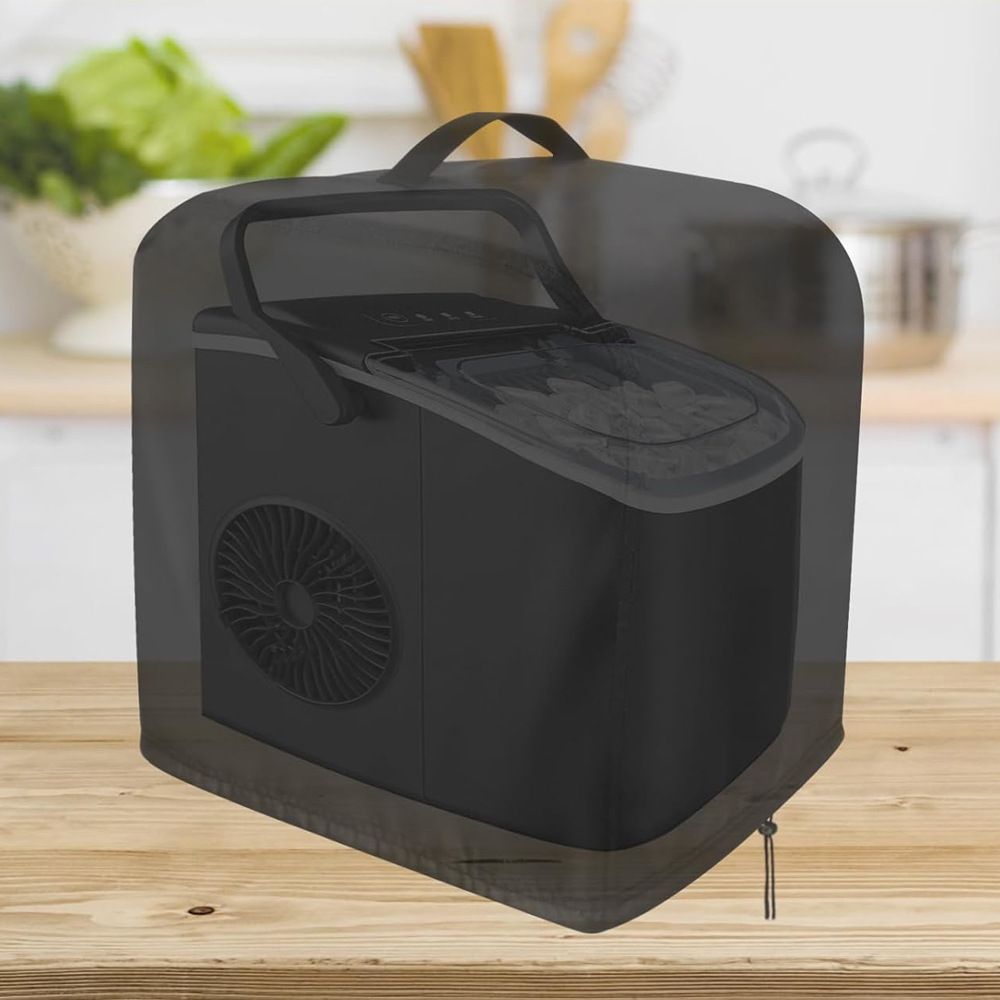Ice Maker Countertop, Waterproof Cover for Portable Countertop Ice Maker Machine with Drawstring, Black (210D：33*43*38cm) - Image 2