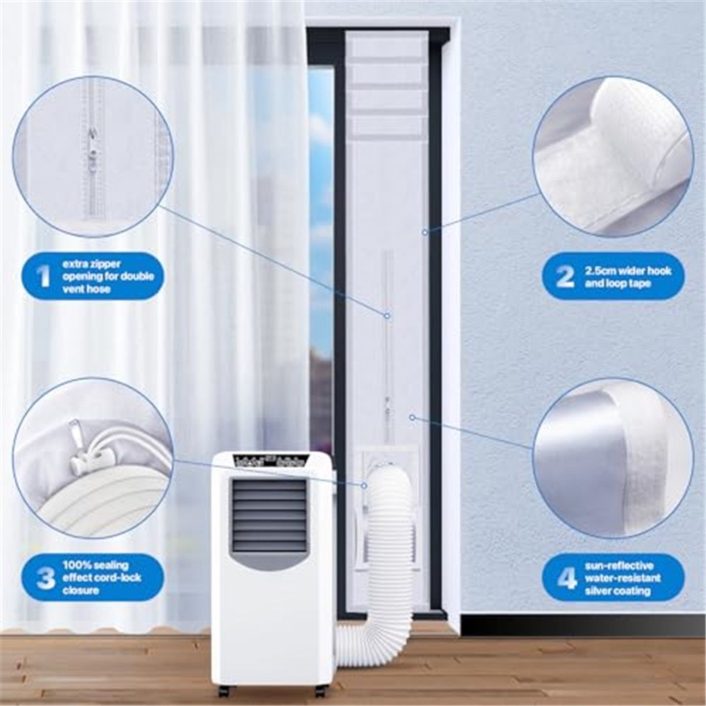 Portable AC Window Vent Kit for Sliding Door, Sealing Portable Air Conditioner Window Kit Seal Kit for AC Unit Clothes Dryer, 9.8X91 Inch Length Adjustable, Waterproof, No Drilling - Image 5