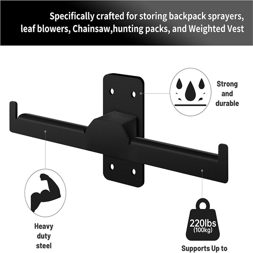 Heavy Duty Wall Mounted Backpack Blower Rack & Sprayer Hanger - Durable Space-Saving Storage Bracket for Backpack Leaf Blowers, Garden Sprayers, Chainsaws | Sturdy Garage Organization, Easy Install - Image 3