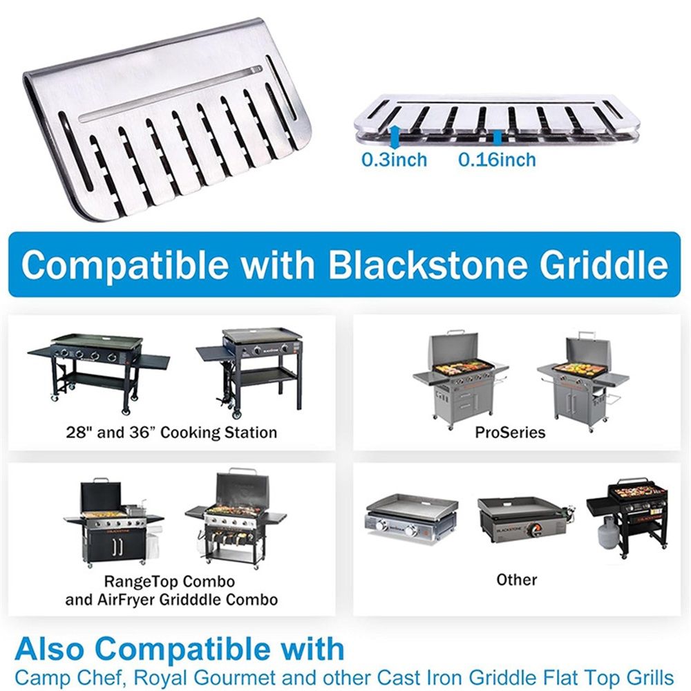 for Blackstone Griddle, Mesh Screen for Blocking Food from Falling into Rear Grease Catcher, Classic Movable Two-Sided Guard, Silver, 2 Pack - Image 5