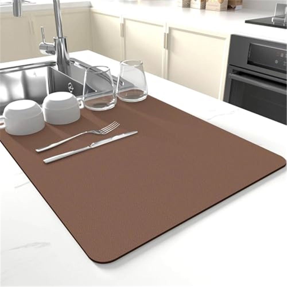 Coffee Mat Hide Stain Rubber Backed Absorbent Dish Drying Mat for Kitchen Counter Fits Under Coffee Maker & Machine 40*60cm - Image 2