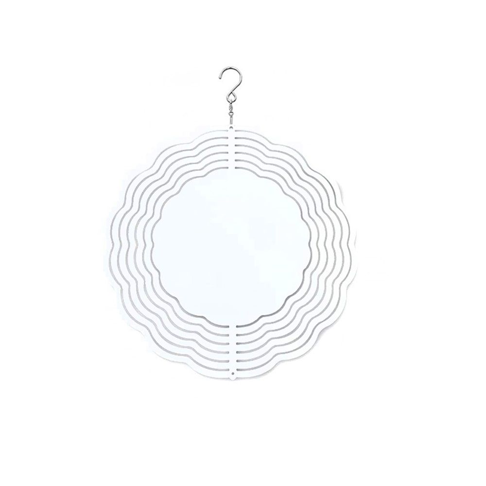 4 Pack 10 Inch Sublimation Wind Spinner Blanks, 3D Aluminum Wind Powered Kinetic Sculpture, Spinner Suspension Trim for Yards & Gardens（Round） - Image 2