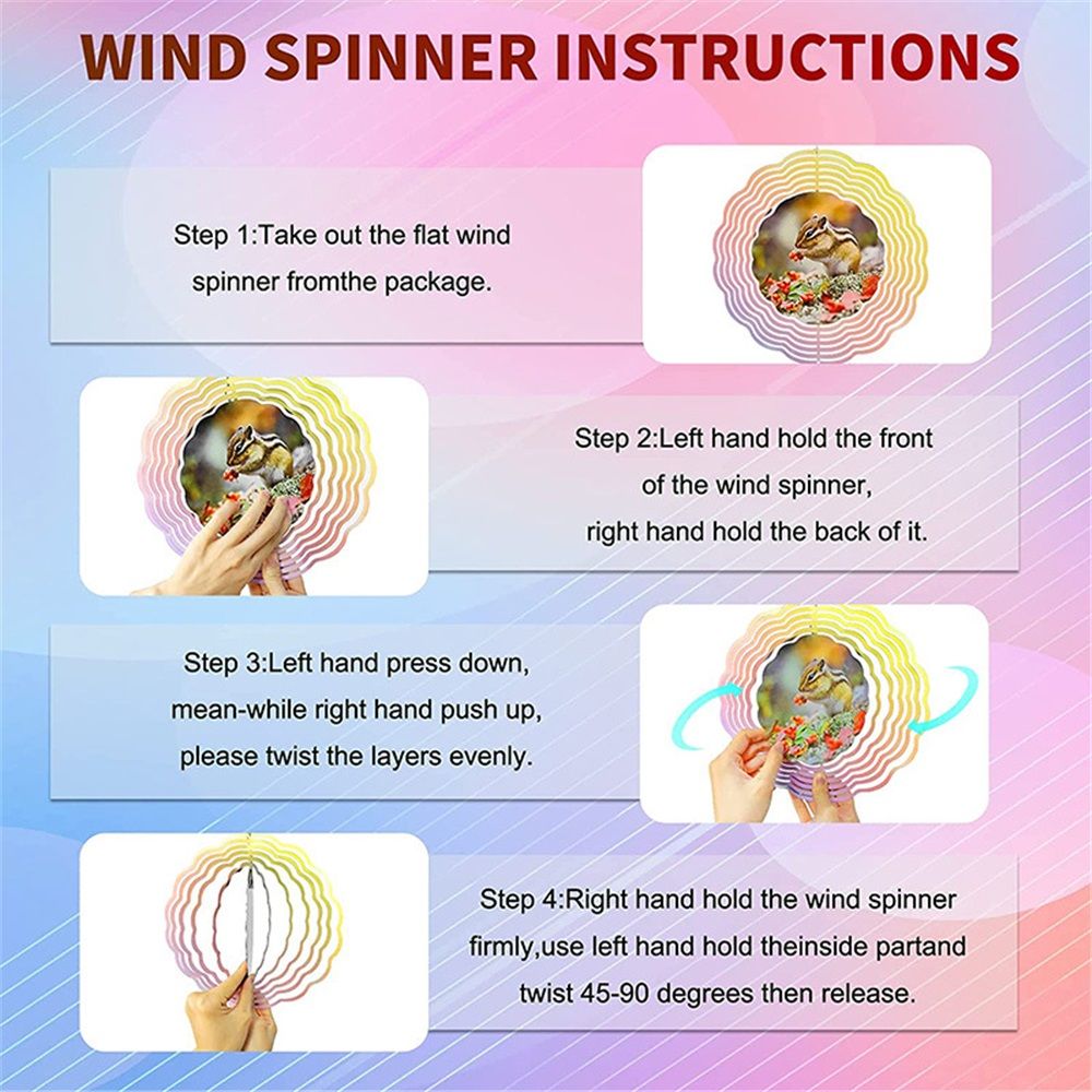4 Pack 10 Inch Sublimation Wind Spinner Blanks, 3D Aluminum Wind Powered Kinetic Sculpture, Spinner Suspension Trim for Yards & Gardens（Round） - Image 4