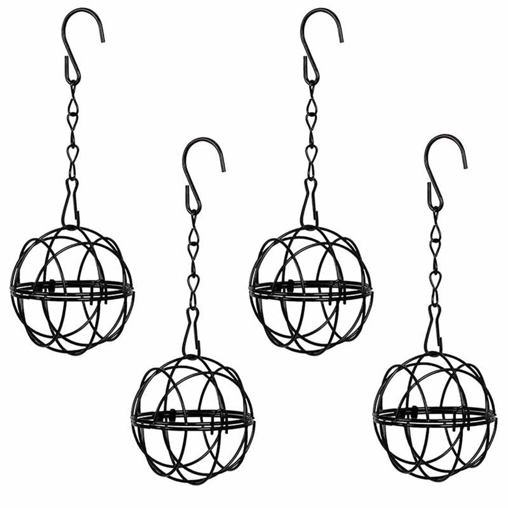 8Pcs Metal Hummingbird Feeders for Outdoors Hanging - Round Suet Ball Squirrel Proof Bird Feeders, Bird Watching Gifts for Wild Birds Outdoor Garden Window (Black) - Image 1