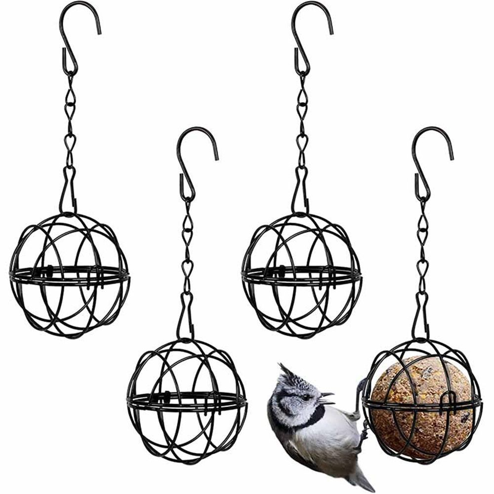 8Pcs Metal Hummingbird Feeders for Outdoors Hanging - Round Suet Ball Squirrel Proof Bird Feeders, Bird Watching Gifts for Wild Birds Outdoor Garden Window (Black) - Image 2