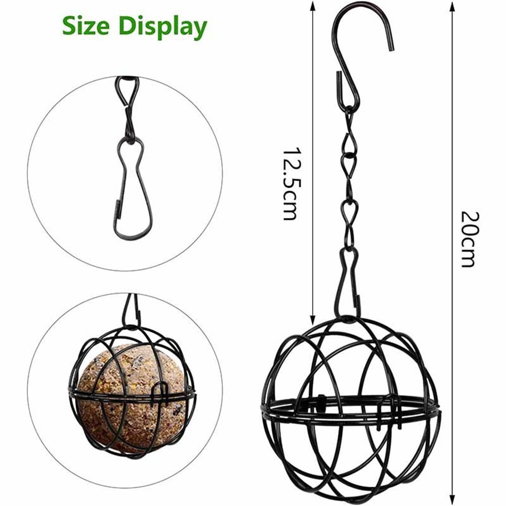 8Pcs Metal Hummingbird Feeders for Outdoors Hanging - Round Suet Ball Squirrel Proof Bird Feeders, Bird Watching Gifts for Wild Birds Outdoor Garden Window (Black) - Image 4