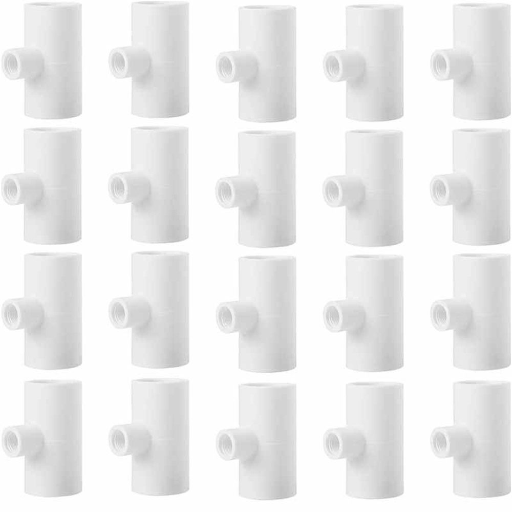 20 Pack Chicken Waterer PVC Tee Fittings - Fully Automatic for Threaded Chicken Waterer Nipples/Cups/Feeders/Poultry Water Drinker, White - Image 1