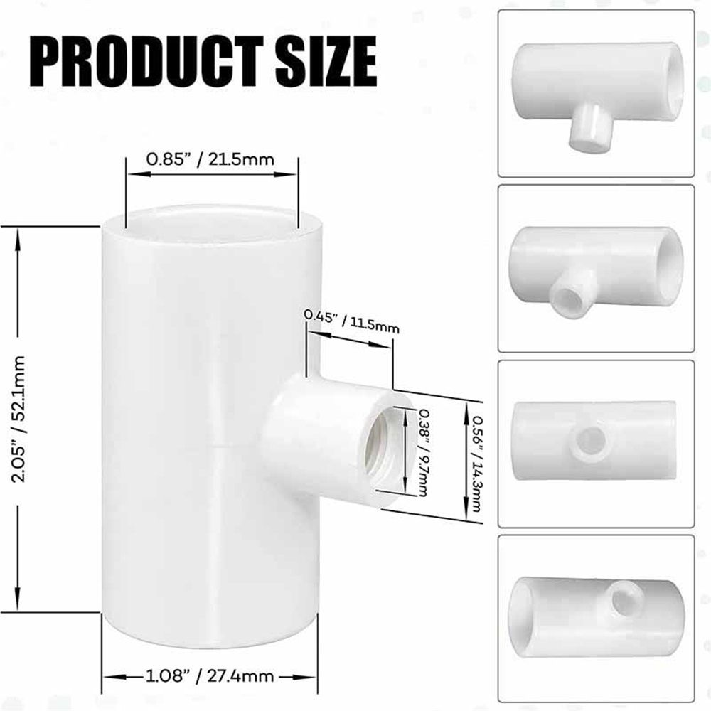 20 Pack Chicken Waterer PVC Tee Fittings - Fully Automatic for Threaded Chicken Waterer Nipples/Cups/Feeders/Poultry Water Drinker, White - Image 3