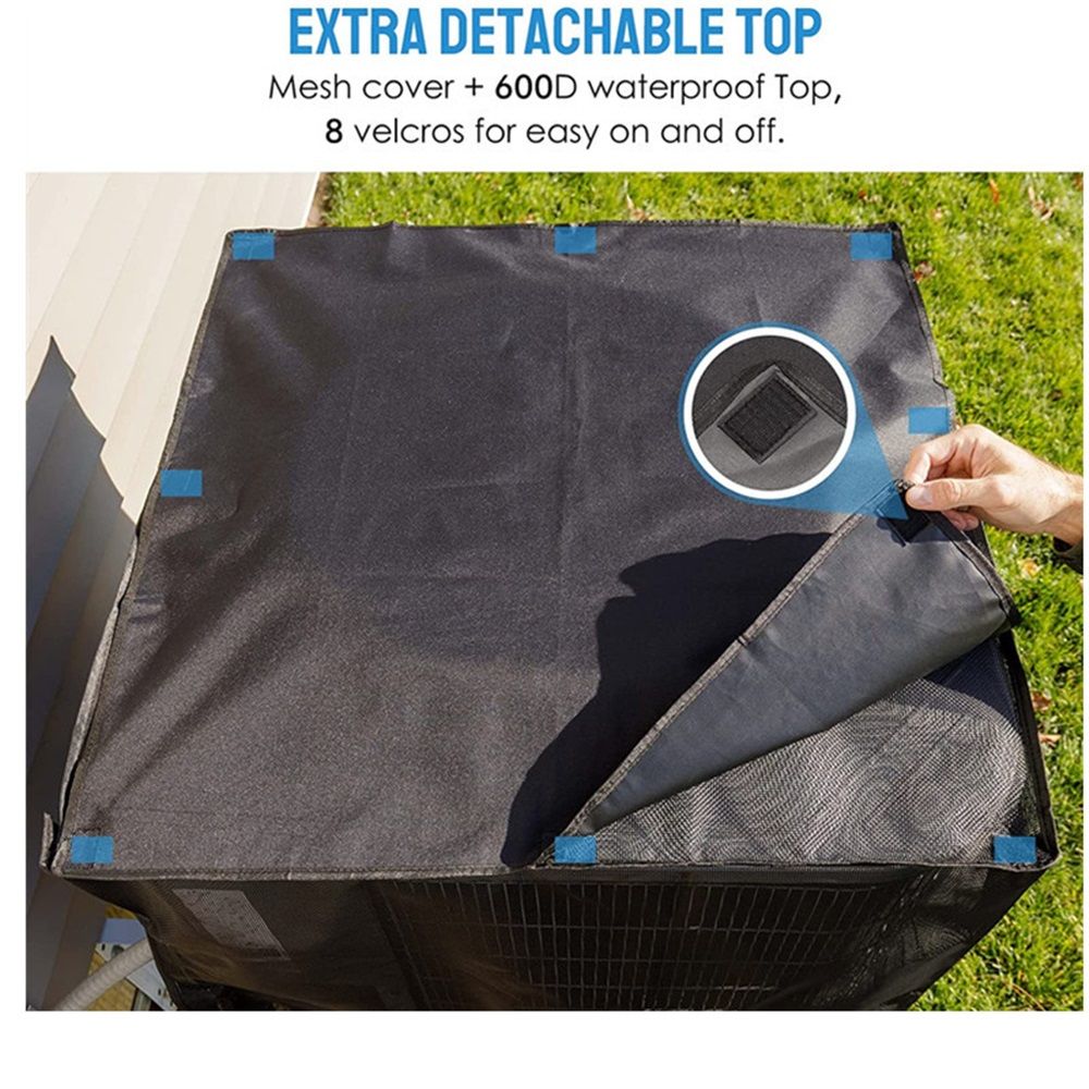 Air Conditioner Covers for Outside, Full Mesh With Detachable Waterproof Top, Breathable & All Seasons, 28 x 28 x 32 Inch Central AC Unit Protector Against Leaves, Weeds, Cottonwood and Debris - Image 2