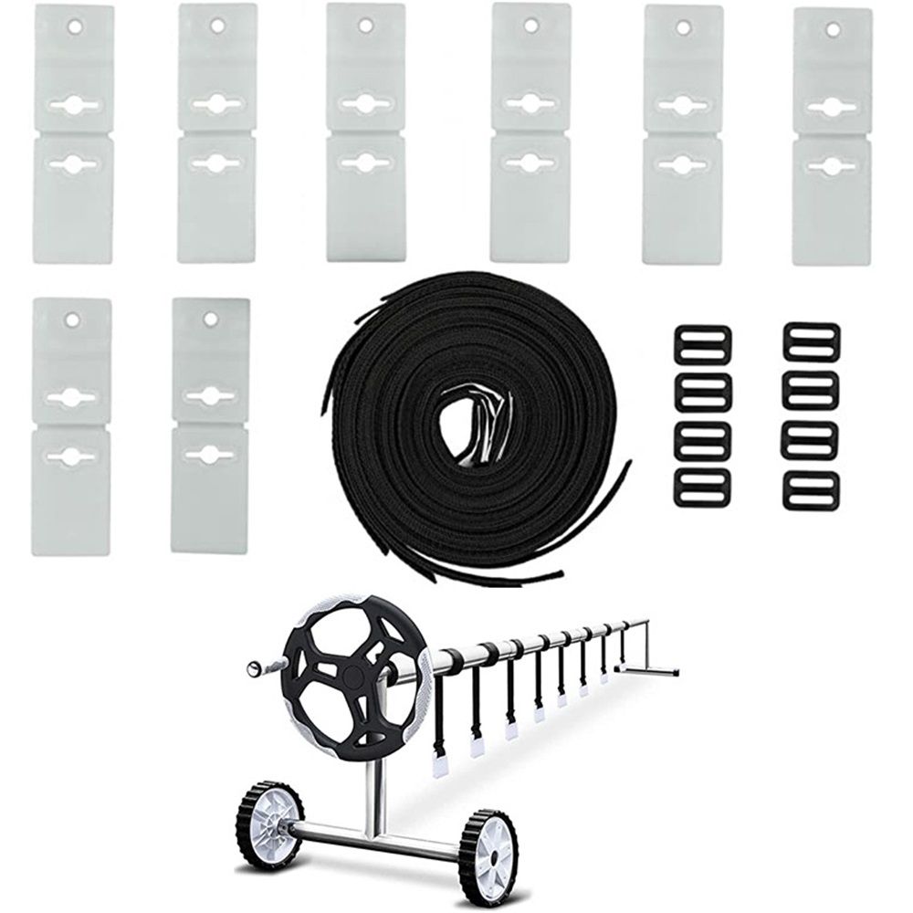 Solar Cover Reel Attachment Kit 24Pcs Pool Solar Cover Reel Attachment Straps Kit Cover Reel Straps Kit for Inground Swimming Pool - Image 1