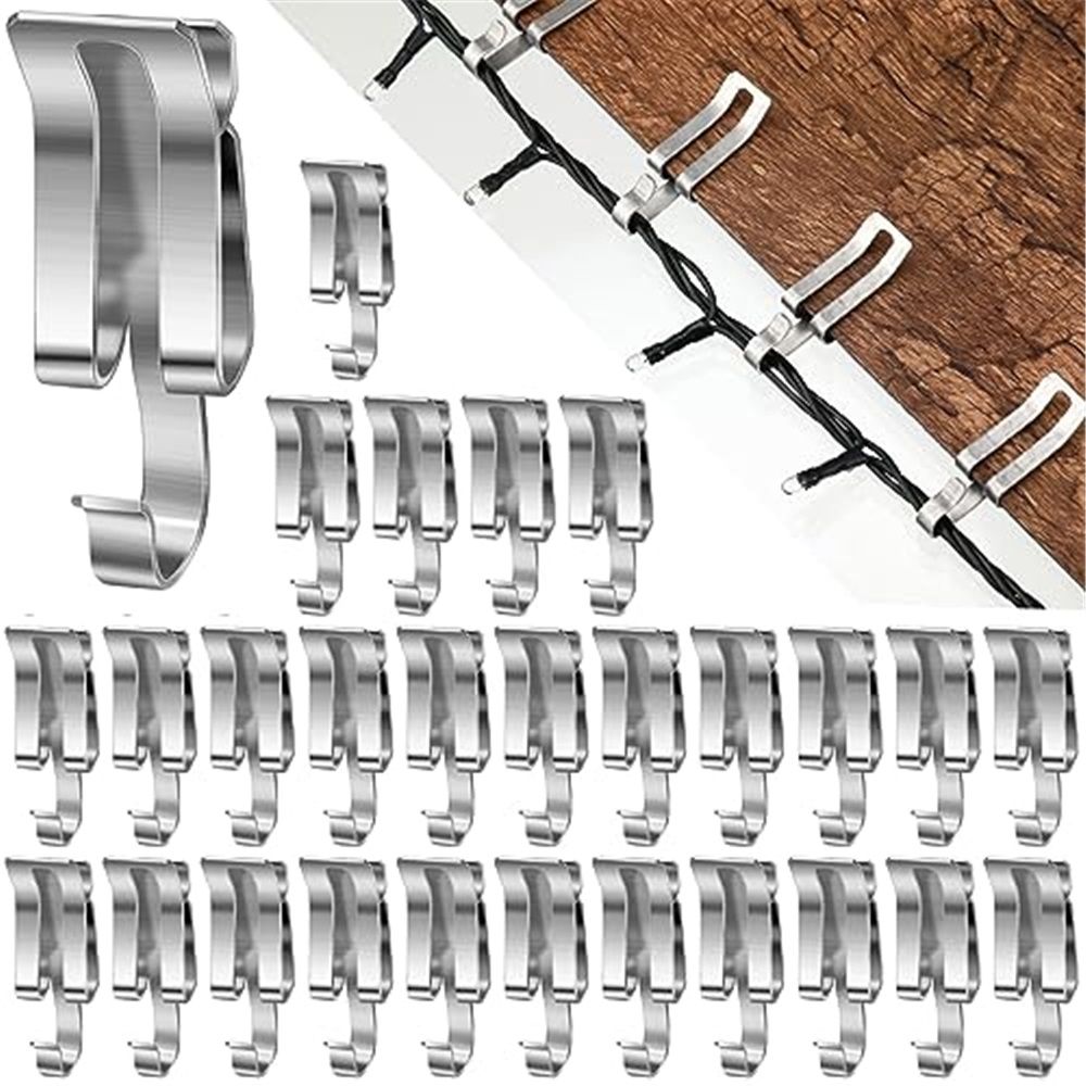 100 Pcs Christmas Light Clips Metal Gutter Hooks for Outdoor Xmas Hangers for Shingles Roof Seasonal Lighting Gutter Clips Hanging Festival Xmas Outside Decoration - Image 1