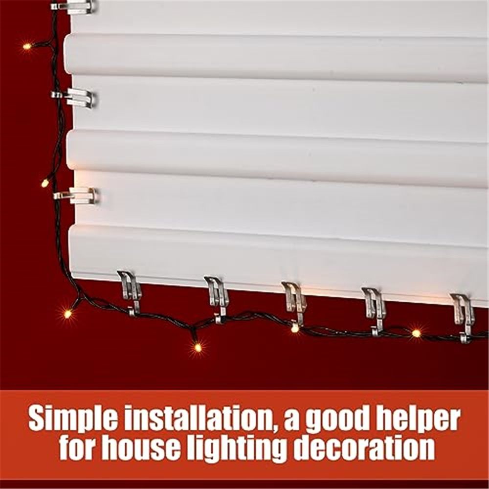 100 Pcs Christmas Light Clips Metal Gutter Hooks for Outdoor Xmas Hangers for Shingles Roof Seasonal Lighting Gutter Clips Hanging Festival Xmas Outside Decoration - Image 4