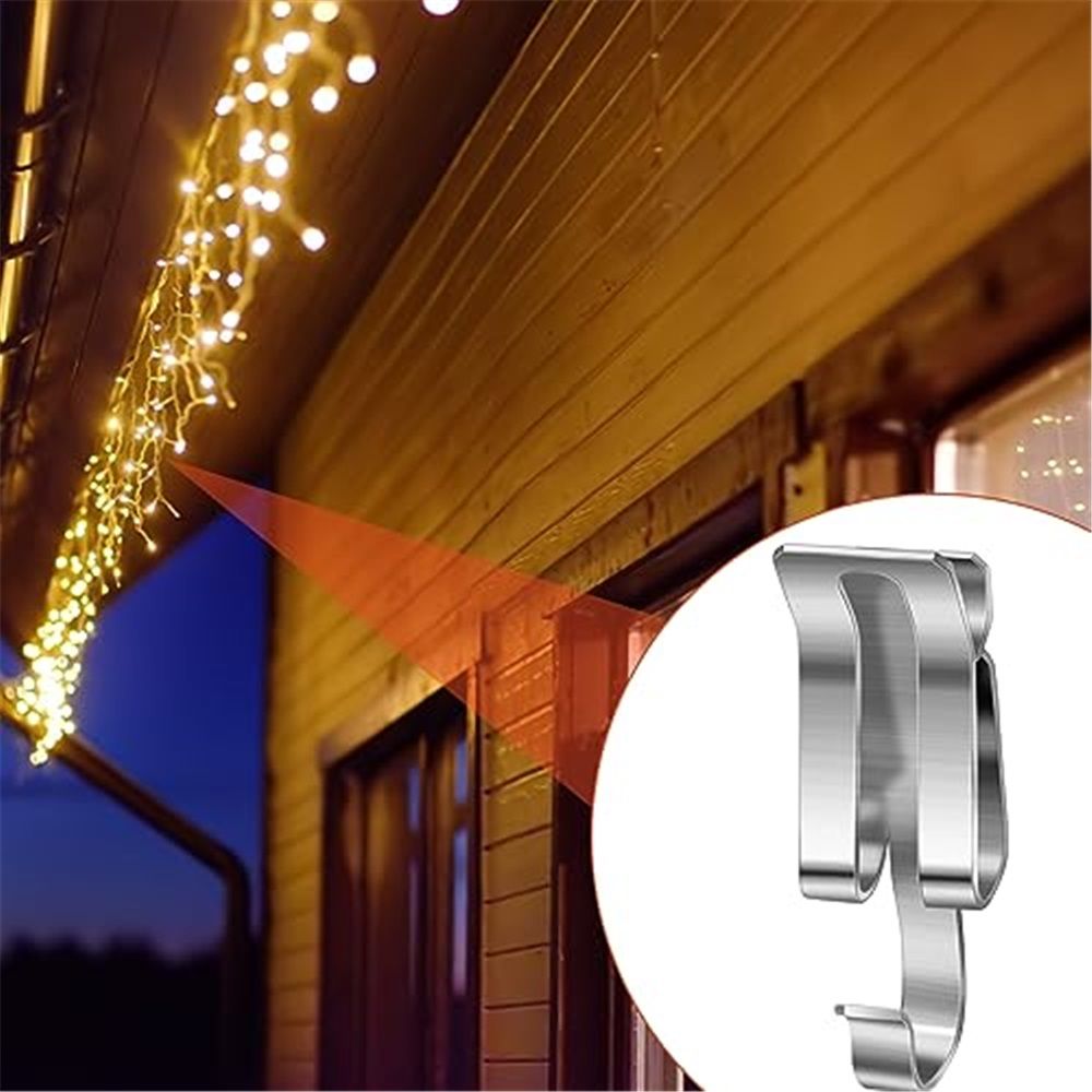 100 Pcs Christmas Light Clips Metal Gutter Hooks for Outdoor Xmas Hangers for Shingles Roof Seasonal Lighting Gutter Clips Hanging Festival Xmas Outside Decoration - Image 5