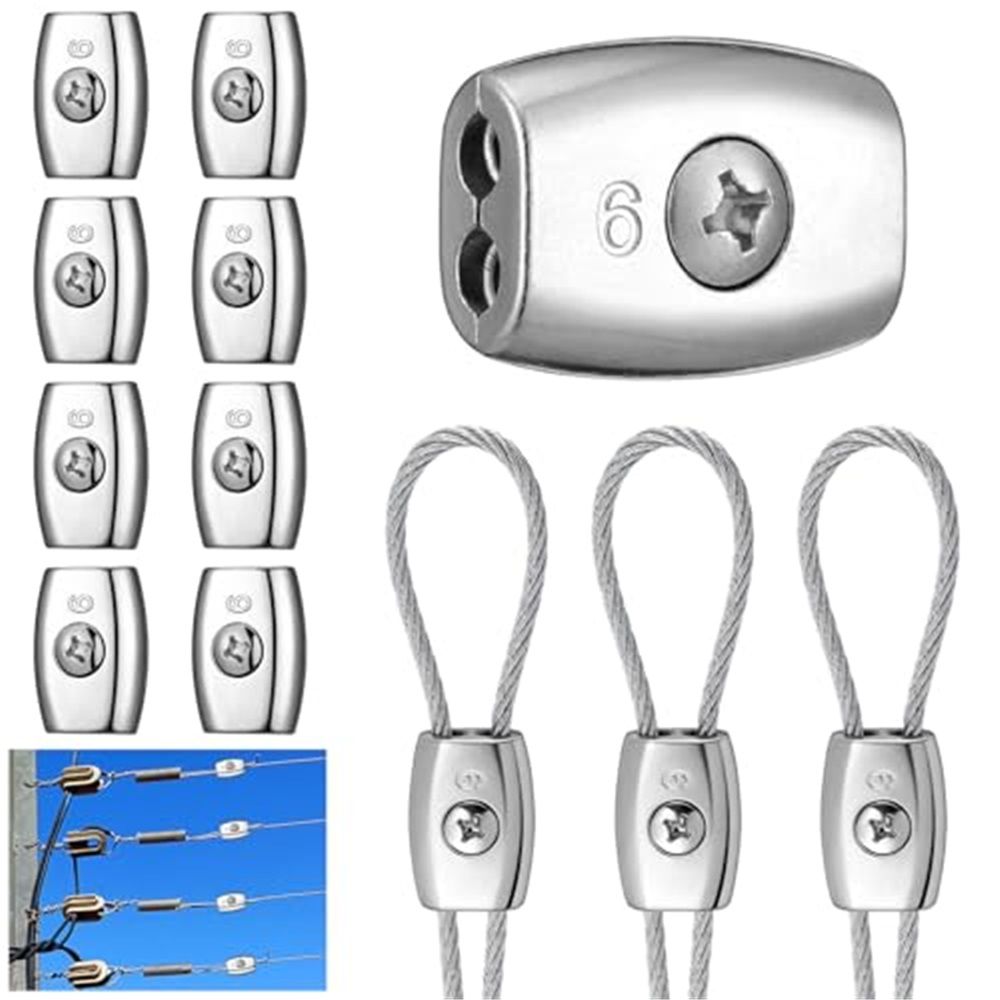 10 Pcs Electric Rope Connectors 6 mm Poly Rope Connector Electric Fence Connectors Heavy Duty Wires Splicer Galvanized Steel for Agricultural Fencing Connection - Image 1