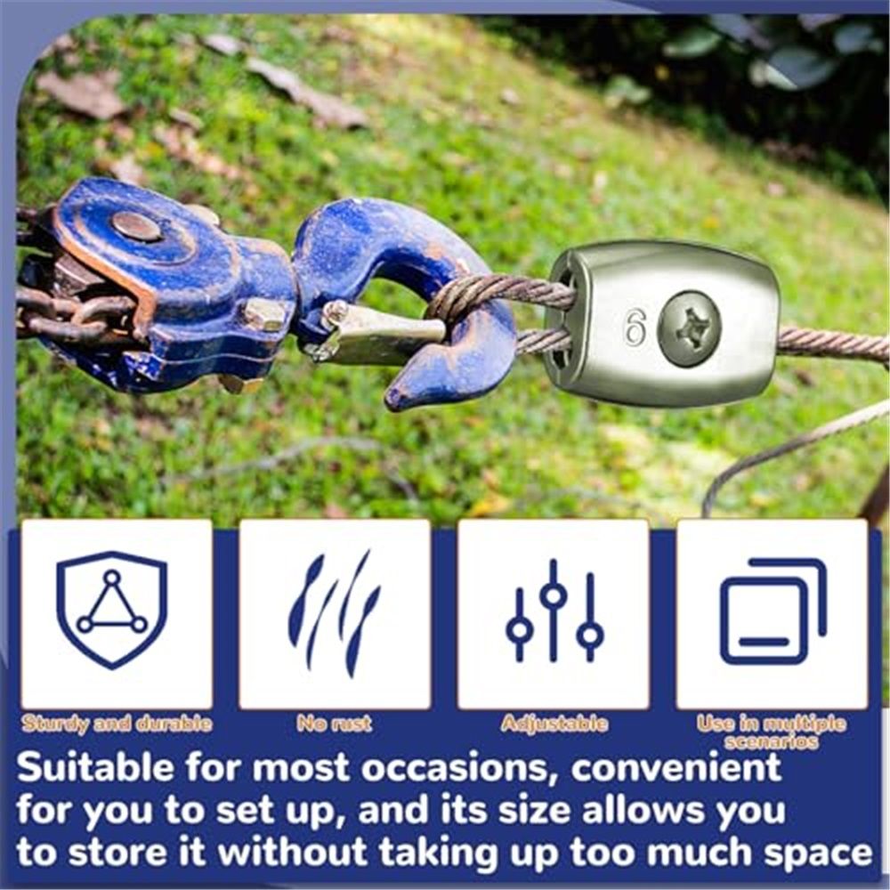 10 Pcs Electric Rope Connectors 6 mm Poly Rope Connector Electric Fence Connectors Heavy Duty Wires Splicer Galvanized Steel for Agricultural Fencing Connection - Image 2