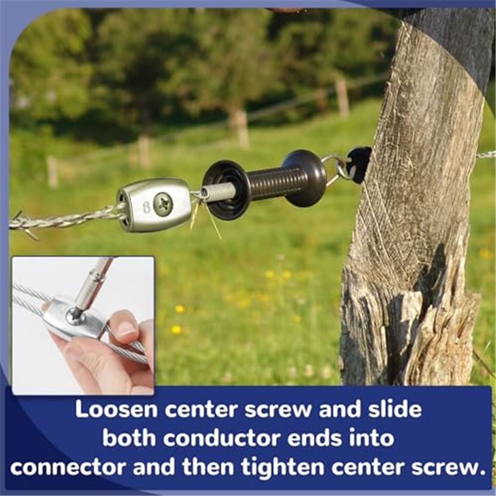 10 Pcs Electric Rope Connectors 6 mm Poly Rope Connector Electric Fence Connectors Heavy Duty Wires Splicer Galvanized Steel for Agricultural Fencing Connection - Image 4