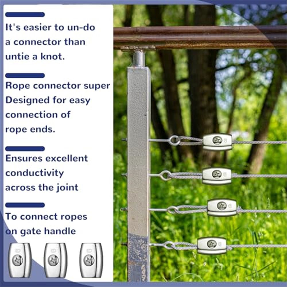 10 Pcs Electric Rope Connectors 6 mm Poly Rope Connector Electric Fence Connectors Heavy Duty Wires Splicer Galvanized Steel for Agricultural Fencing Connection - Image 5