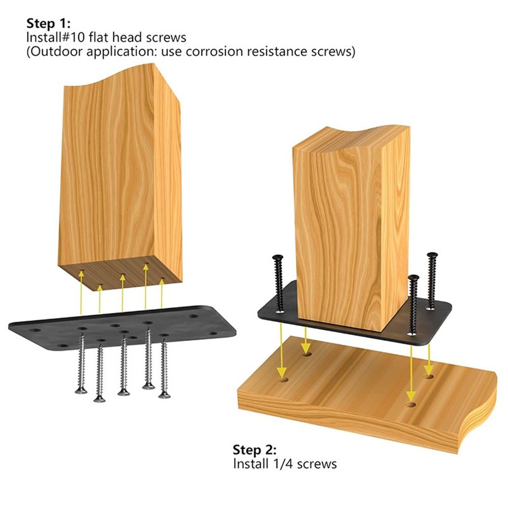2-Pack 6.5*3.5in Post Anchor Plates - Ideal for Deck Railing, Wood Fence, Post Base, Fence Post - Image 4