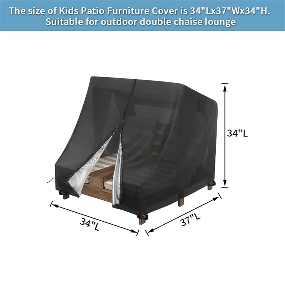 Chaise Lounge Cover for  Wooden Double Chaise Lounge, Waterproof Kids Patio Furniture Set Cover, Weatherproof Covers for Kid Pets Patio Pool Furniture - 34
